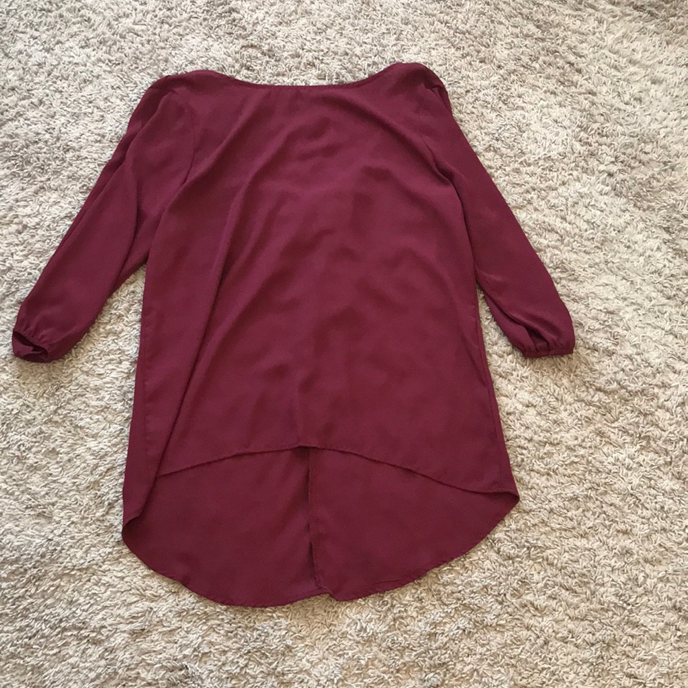 Maroon high low top with bow detail